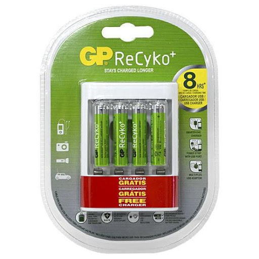 GP ReCyko Cargador de batería con 8 Pilas AA y 4 Pilas AAA 